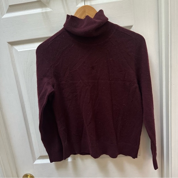 Quince Mongolian Cashmere Turtleneck Burgundy Sweater m medium - Picture 2 of 8